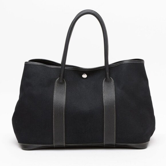 Hermes Garden Party 36 Negonda Toile Black Leather Tote Bag Shoulder Handbag - Picture 1 of 10